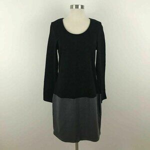 YEST Dress Women Size 4 Black Gray Metallic Long Sleeve Drop Waist